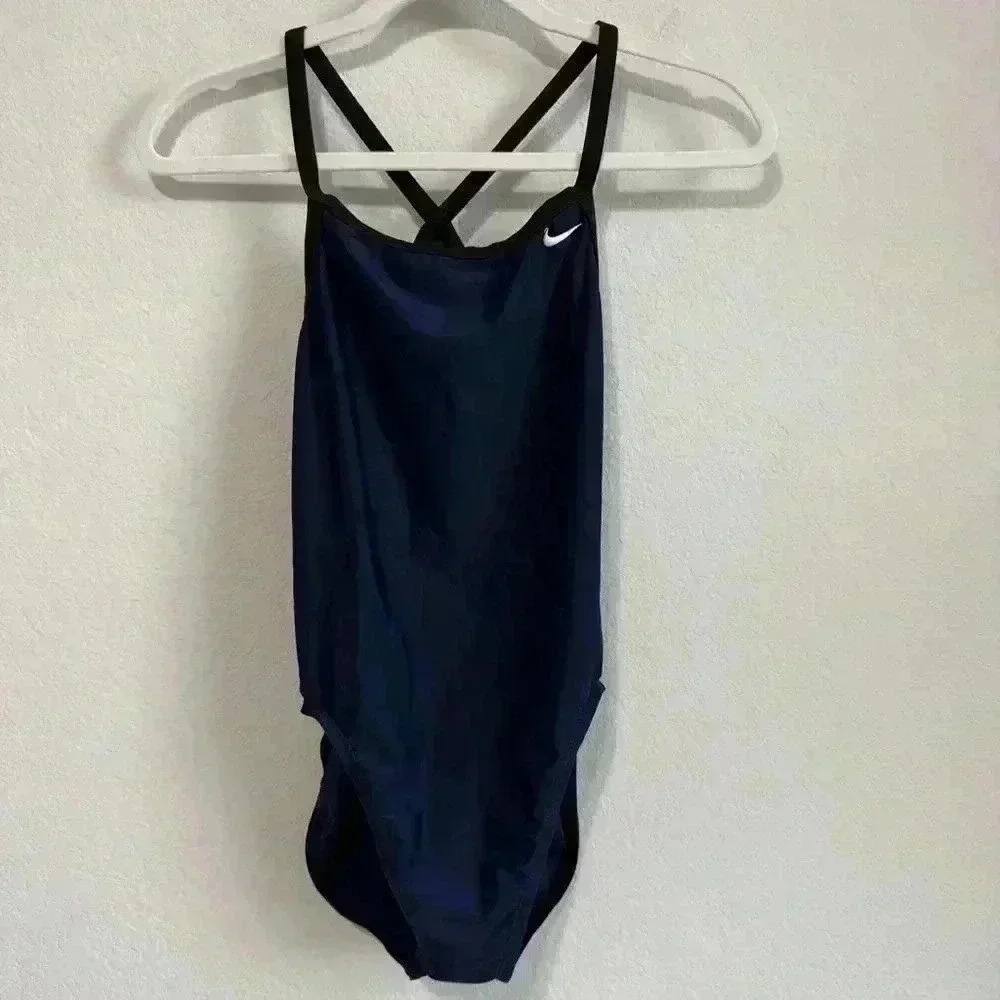 Nike Solid Poly Lingerie Tank‎ One Piece Swimsuit Navy 34/Womens Size 8